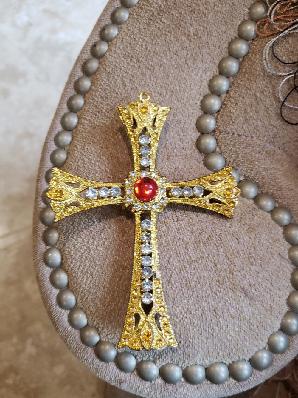Vintage Etruscan Revival Cross Pendant
